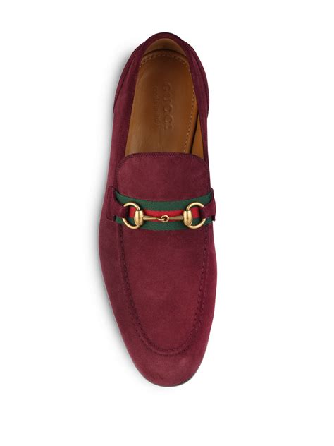 red gucci loafers suede|gucci suede horsebit loafer.